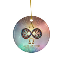 Load image into Gallery viewer, Alpha and Omega Infinity Loop Ceramic Ornament, Heart, Star, Snowflake, Round Shapes
