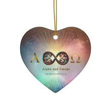 Load image into Gallery viewer, Alpha and Omega Infinity Loop Ceramic Ornament, Heart, Star, Snowflake, Round Shapes
