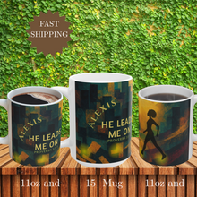 Load image into Gallery viewer, Personalized Proverbs 3 5-6 He Leads Me On 11 or 15 oz Coffee Mug

