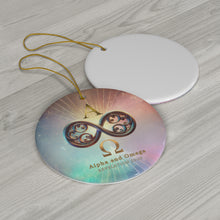 Load image into Gallery viewer, Alpha and Omega Infinity Loop Ceramic Ornament, Heart, Star, Snowflake, Round Shapes

