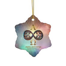 Load image into Gallery viewer, Alpha and Omega Infinity Loop Ceramic Ornament, Heart, Star, Snowflake, Round Shapes
