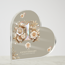 Load image into Gallery viewer, First Year Anniversary Mother of Pearl Acrylic Heart
