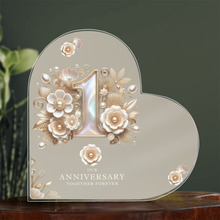Load image into Gallery viewer, First Year Anniversary Mother of Pearl Acrylic Heart
